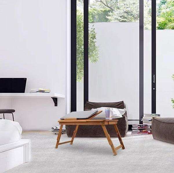 Masa pliabila din bambus ajustabila si multifunctionala, 50 x 30 x 4.5 cm, design ergonomic - FlashMAG