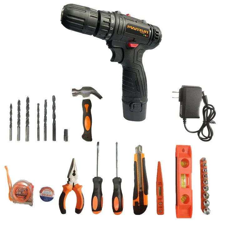 Set Complet Bormasina Electrica DASGUT 12V cu 2 Acumulatori, Incarcator si 17 Accesorii Profesionale - FlashMAG