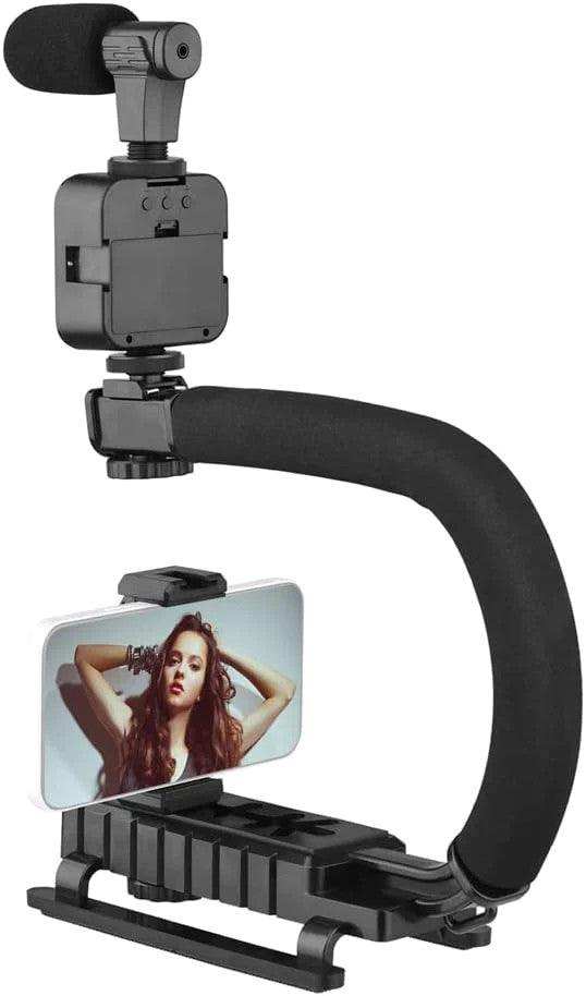SET pentru VLOG-uri Microfon, Lampa LED, Trepied in forma de U si Suport Telefon/Camera - FlashMAG
