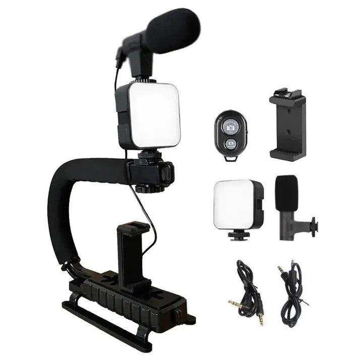 SET pentru VLOG-uri Microfon, Lampa LED, Trepied in forma de U si Suport Telefon/Camera - FlashMAG