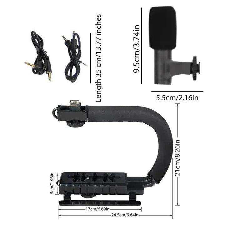 SET pentru VLOG-uri Microfon, Lampa LED, Trepied in forma de U si Suport Telefon/Camera - FlashMAG