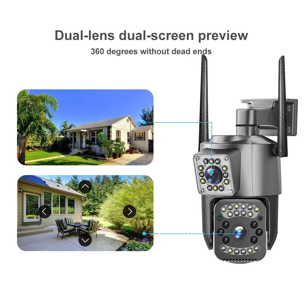 Camera 4G/LAN Dual Lens, Rotire 360°, Rezolutie 8MP 1080P, Zoom 10X, Rezistenta IP66, Detectie Miscare, Viziune Nocturna Plus Card Memorie 64GB