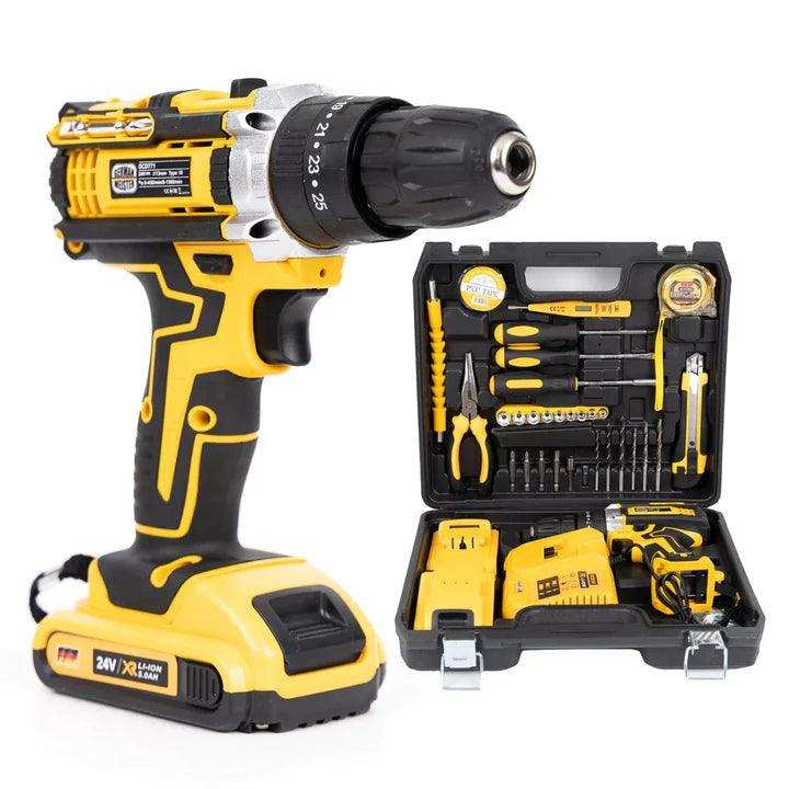 Bormasina Electrica 36V cu Perforatie: Putere pentru Orice Proiect 2 Acumulatori, incarcator si 37 Accesorii - FlashMAG