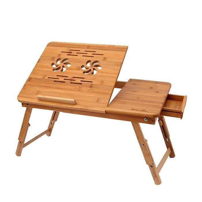 Masa pliabila din bambus ajustabila si multifunctionala, 50 x 30 x 4.5 cm, design ergonomic - FlashMAG