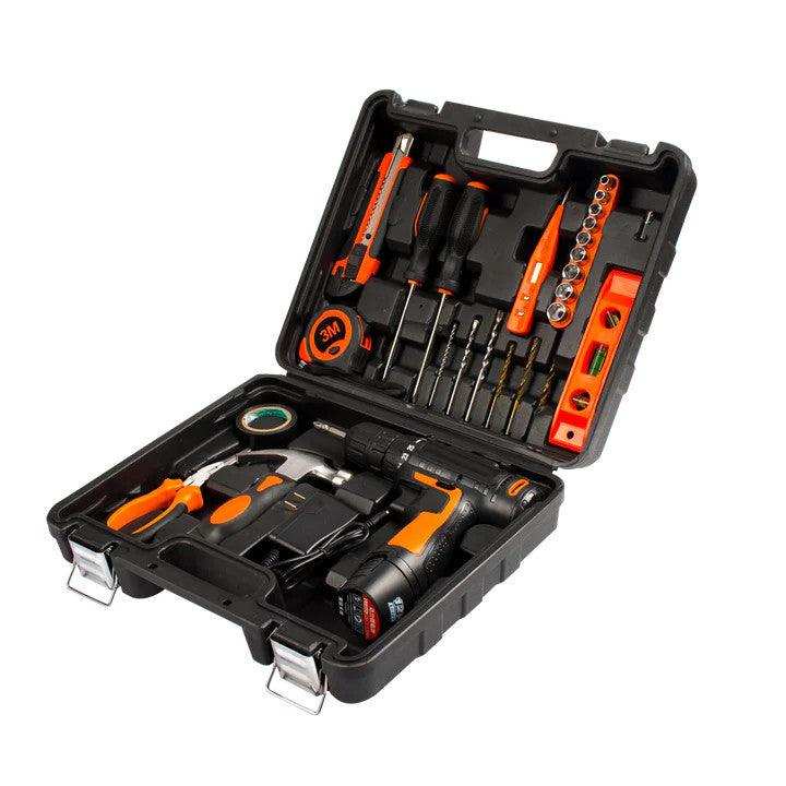 Set Complet Bormasina Electrica DASGUT 12V cu 2 Acumulatori, Incarcator si 17 Accesorii Profesionale - FlashMAG