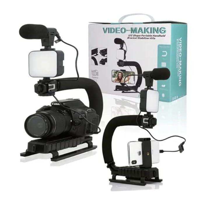 SET pentru VLOG-uri Microfon, Lampa LED, Trepied in forma de U si Suport Telefon/Camera - FlashMAG